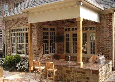 Outdoor Kitchen, Bar And Fireplace